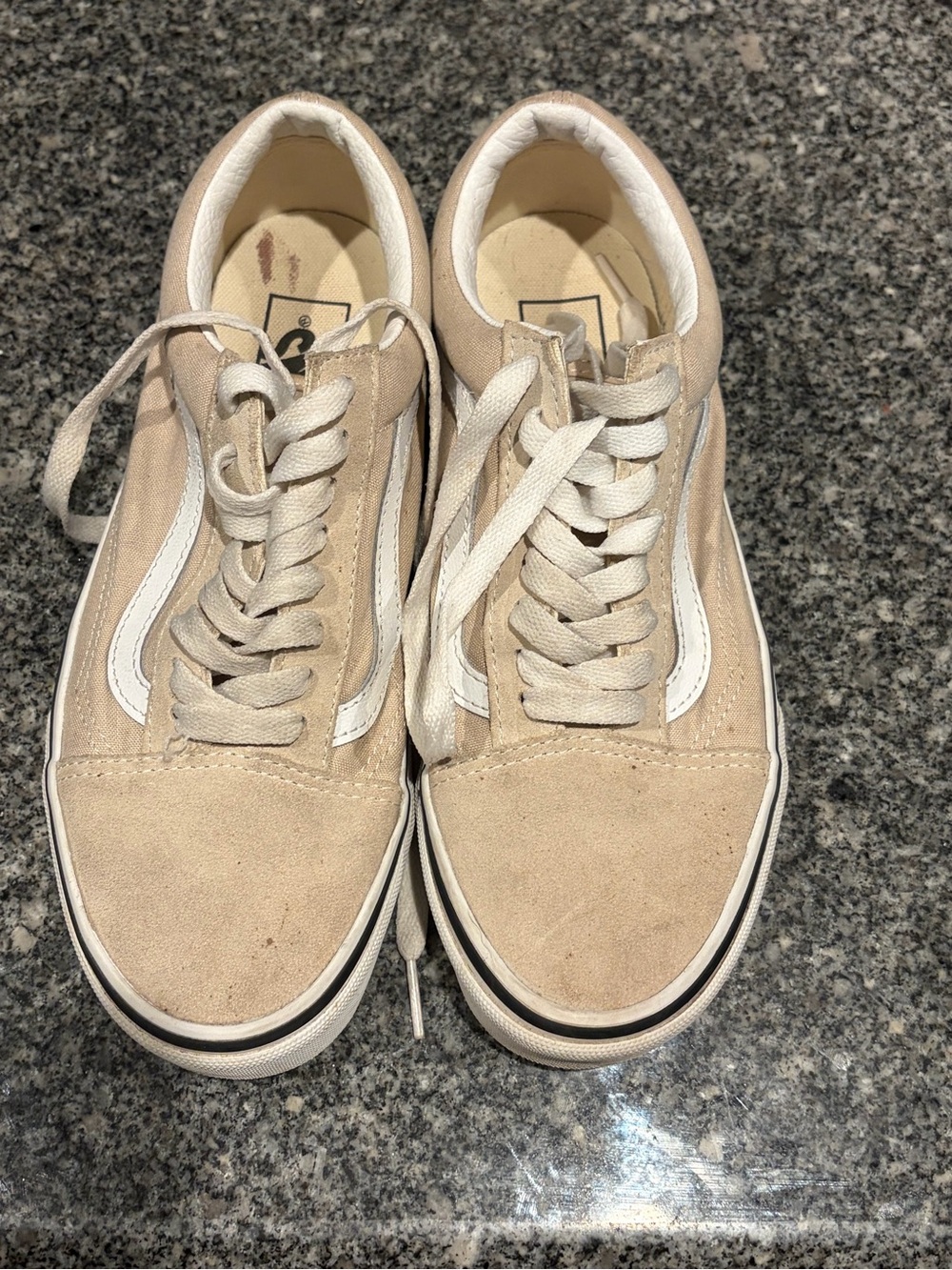 Vans Old Skool Suede Sneakers in Beige and White size 8